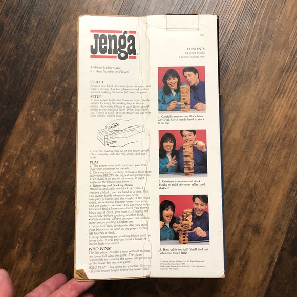 Jenga Crafted Wood Block Game Milton Bradley 1986 Vintage - Picture 5 of 8